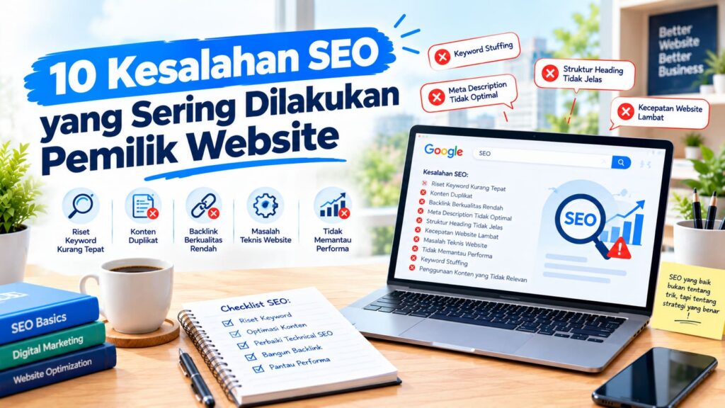 Pemilik website pemula bingung menghadapi masalah optimasi SEO dan peringkat Google