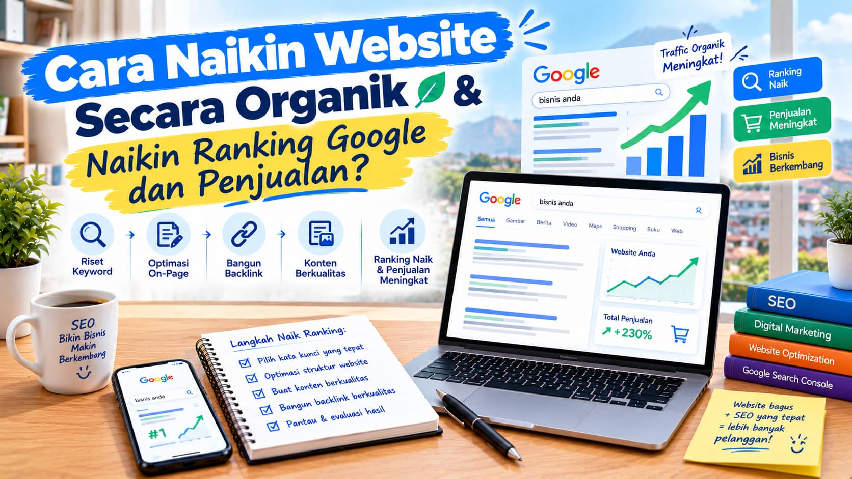 Grafik kenaikan traffic website organik dari hasil pencarian Google